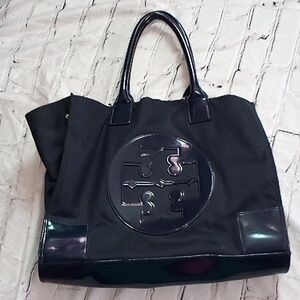 Large Story Burch Ella Tote Bag Navy Blue